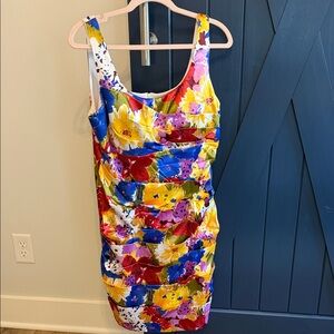 Vibrant Multicolor Floral Sleeveless Mini Dress